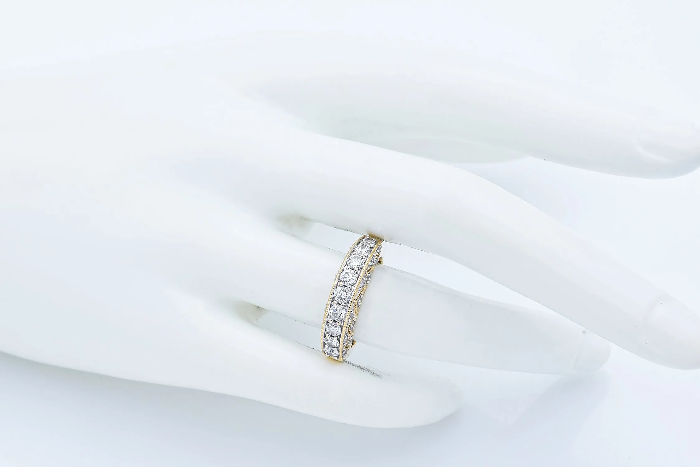 Estate MDJ 1.32 TCW Diamond 14K Yellow Gold Semi-Eternity Ring Size 6