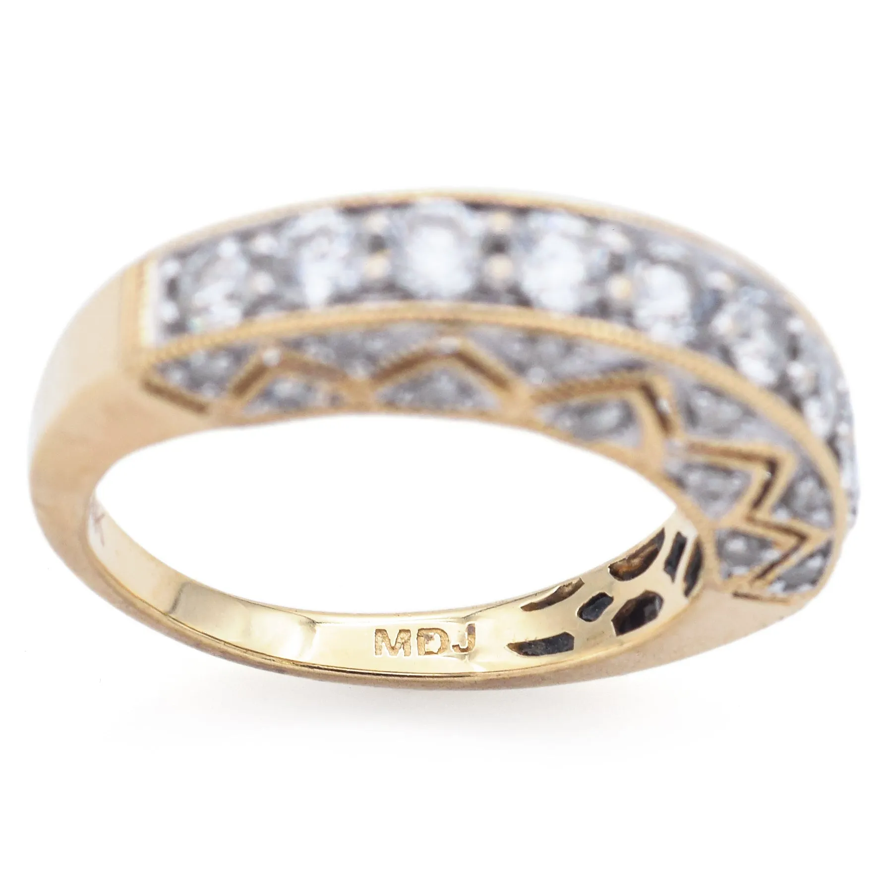 Estate MDJ 1.32 TCW Diamond 14K Yellow Gold Semi-Eternity Ring Size 6