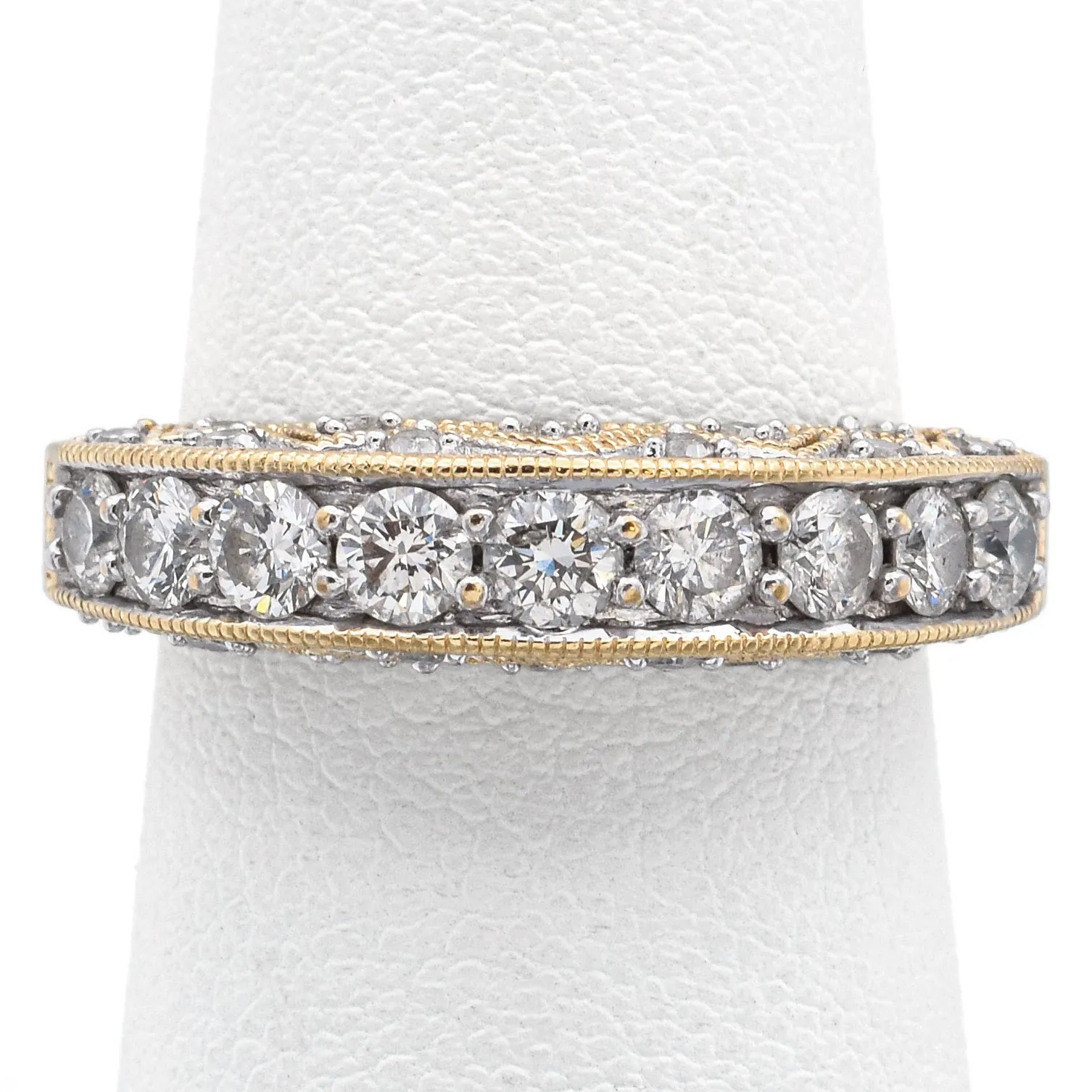 Estate MDJ 1.32 TCW Diamond 14K Yellow Gold Semi-Eternity Ring Size 6