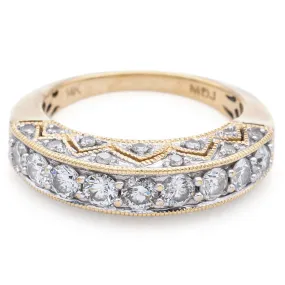 Estate MDJ 1.32 TCW Diamond 14K Yellow Gold Semi-Eternity Ring Size 6