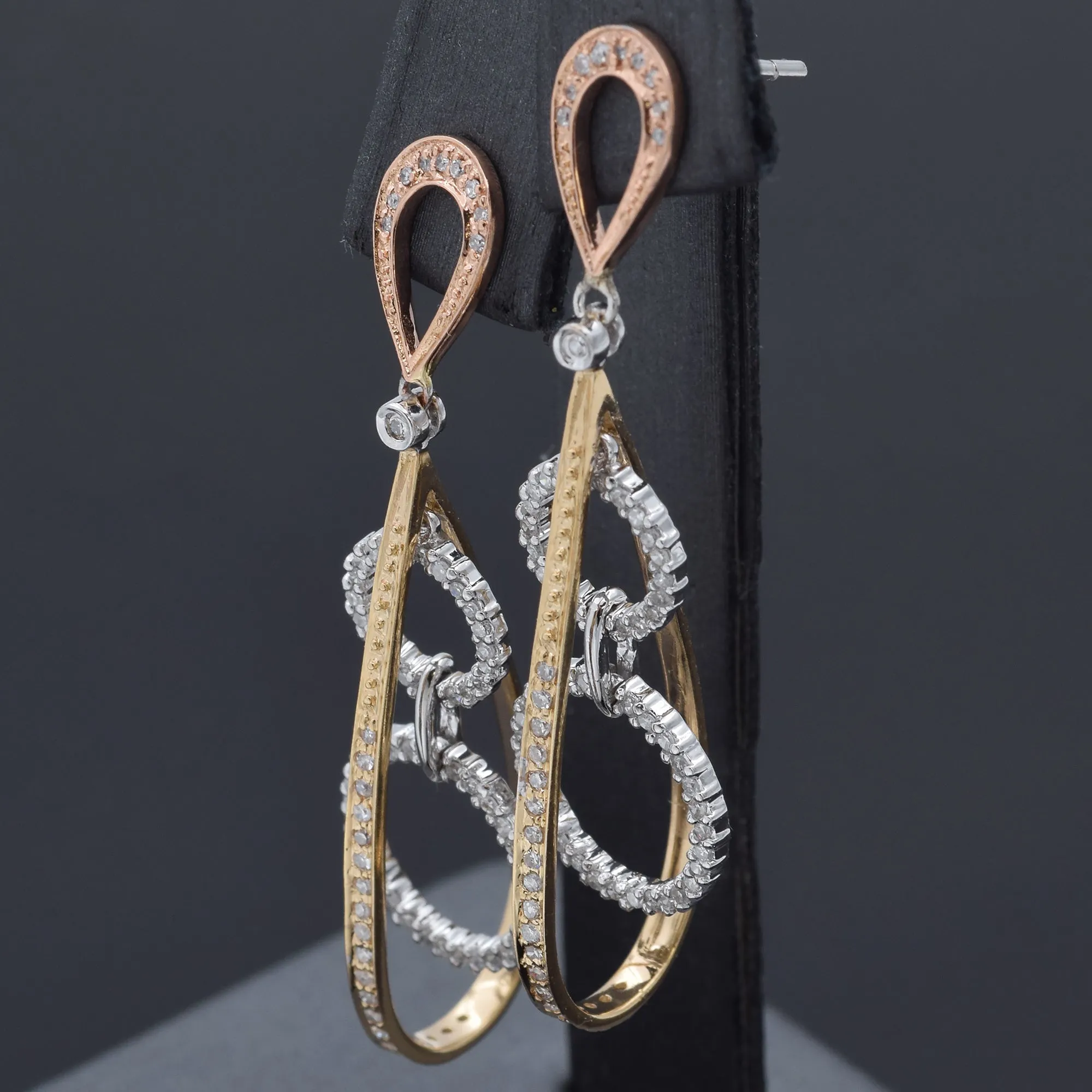 Estate MRB Signed 14K Yellow and White Gold 0.79 TCW Diamond Drop Earrings