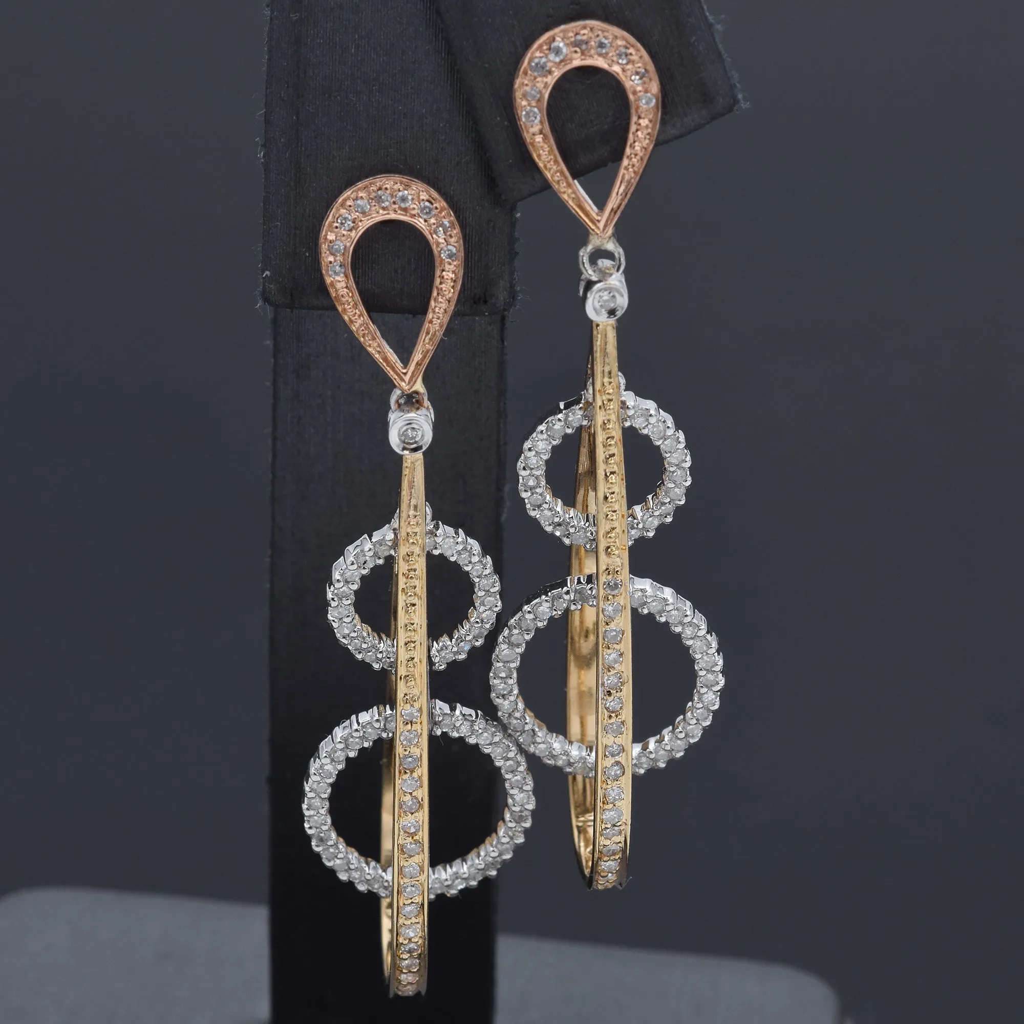 Estate MRB Signed 14K Yellow and White Gold 0.79 TCW Diamond Drop Earrings