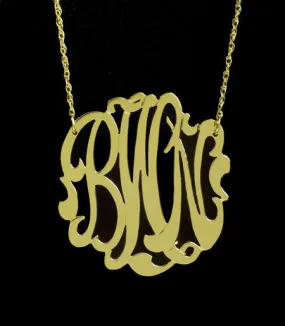 Gold Filled 3 Initial Monogram Necklace