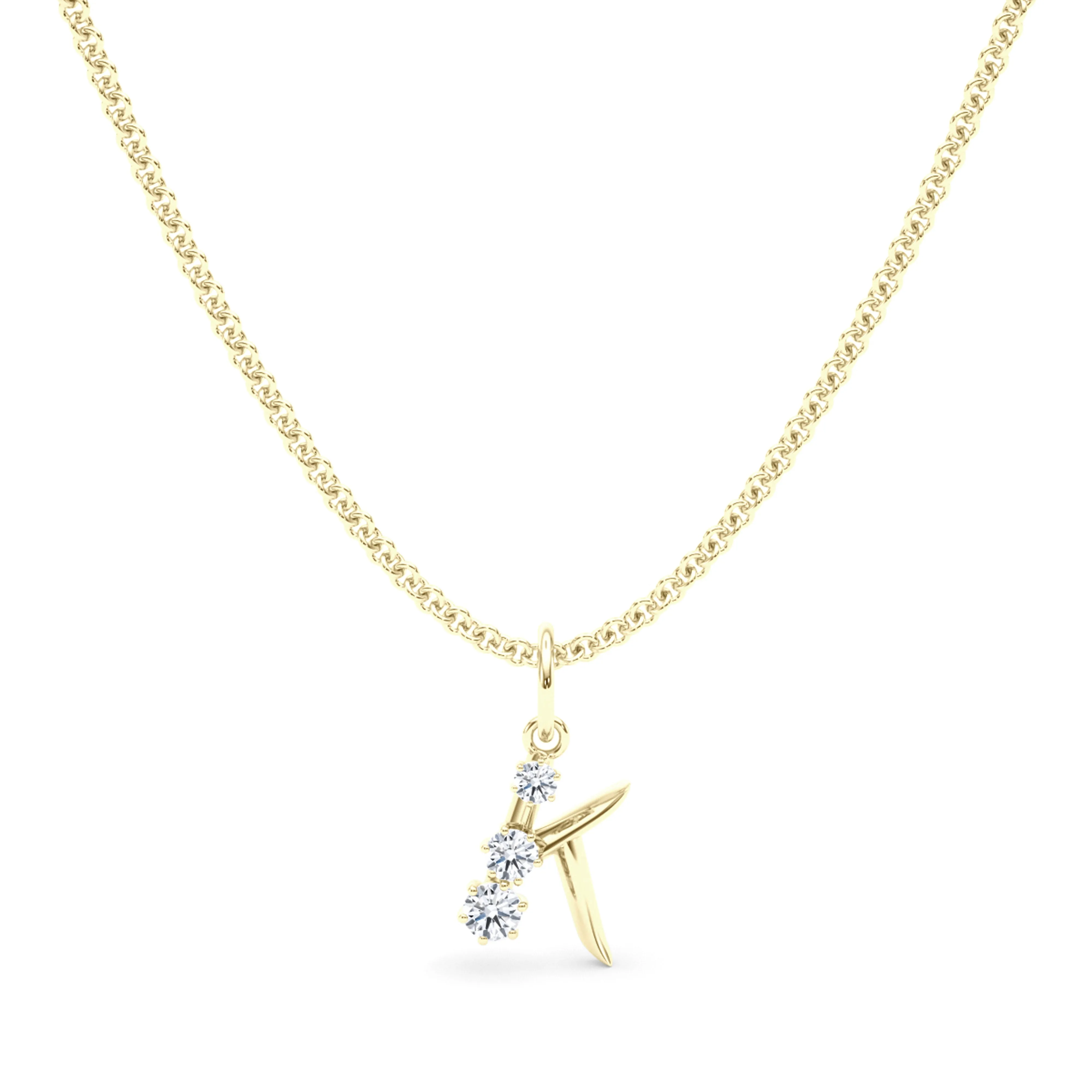 Graduated Diamond Initial Pendant Letter K