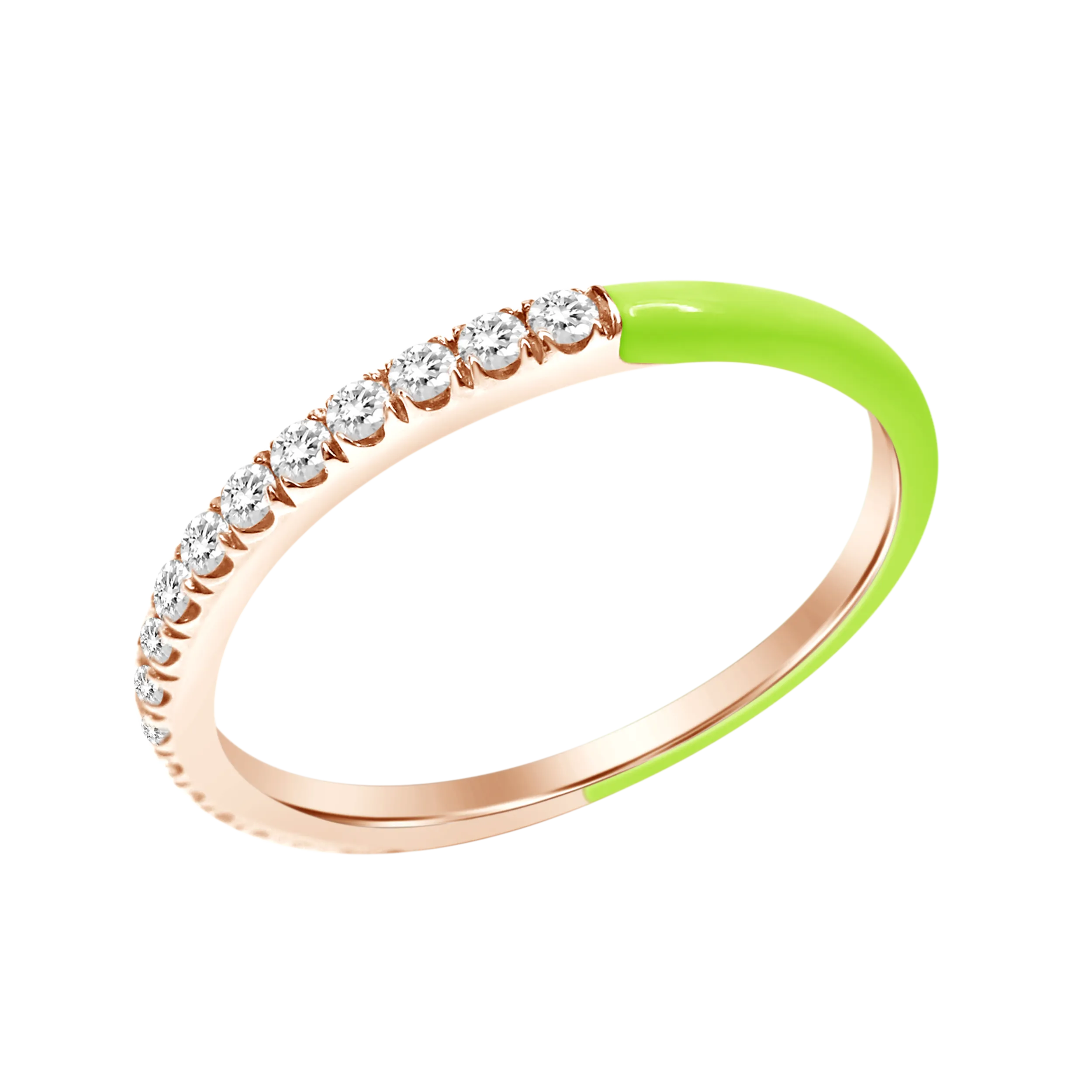 Half and Half Enamel Diamond Band