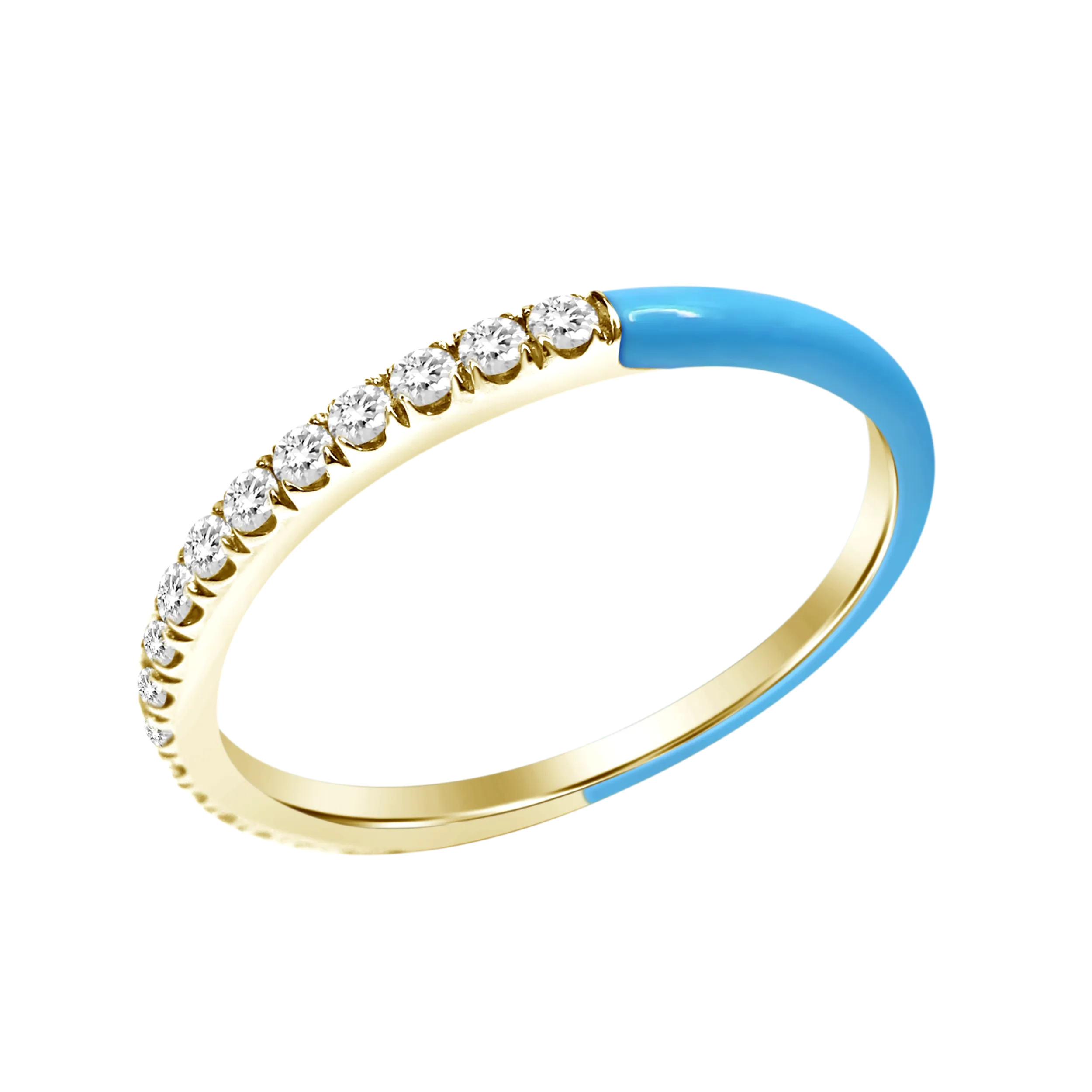 Half and Half Enamel Diamond Band