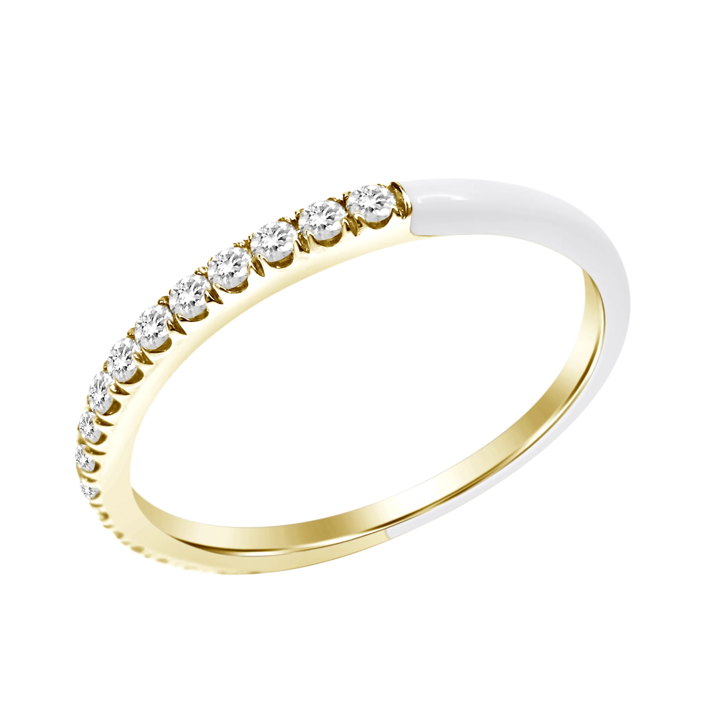 Half and Half Enamel Diamond Band