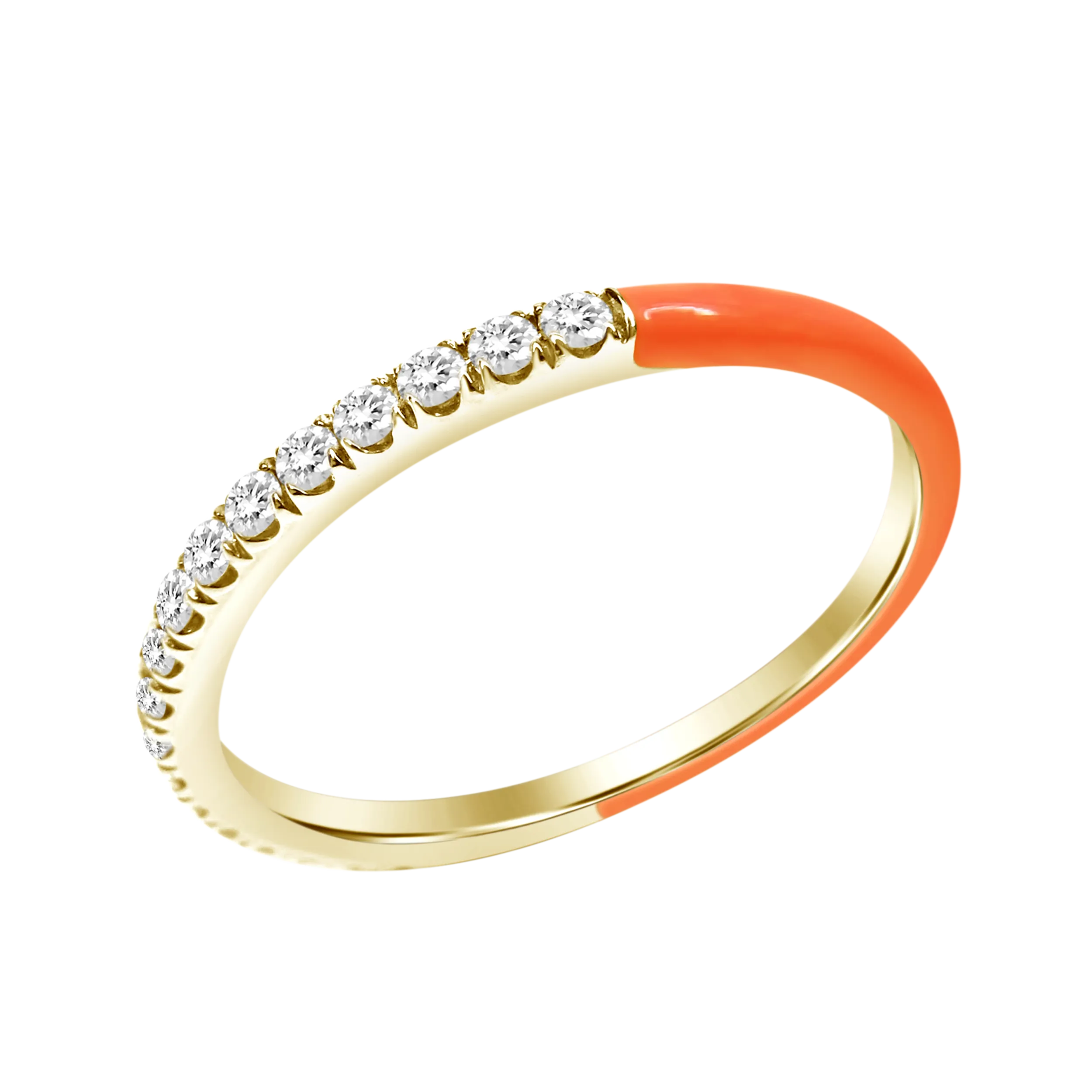 Half and Half Enamel Diamond Band