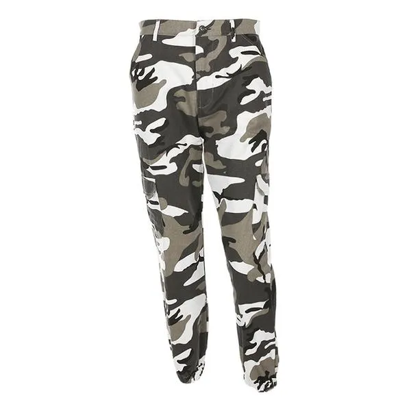 High Waisted Camouflage Cargo Trousers Camo Pants