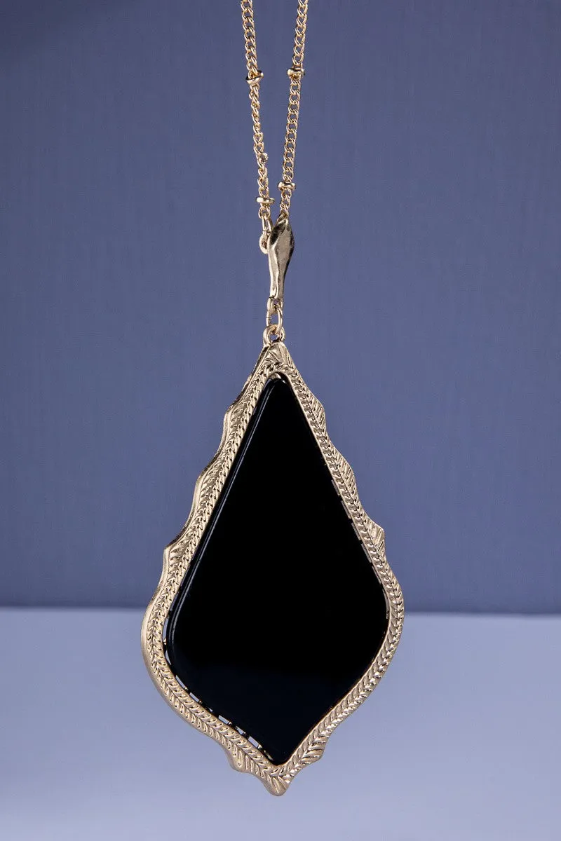 Jet Black Long Necklace