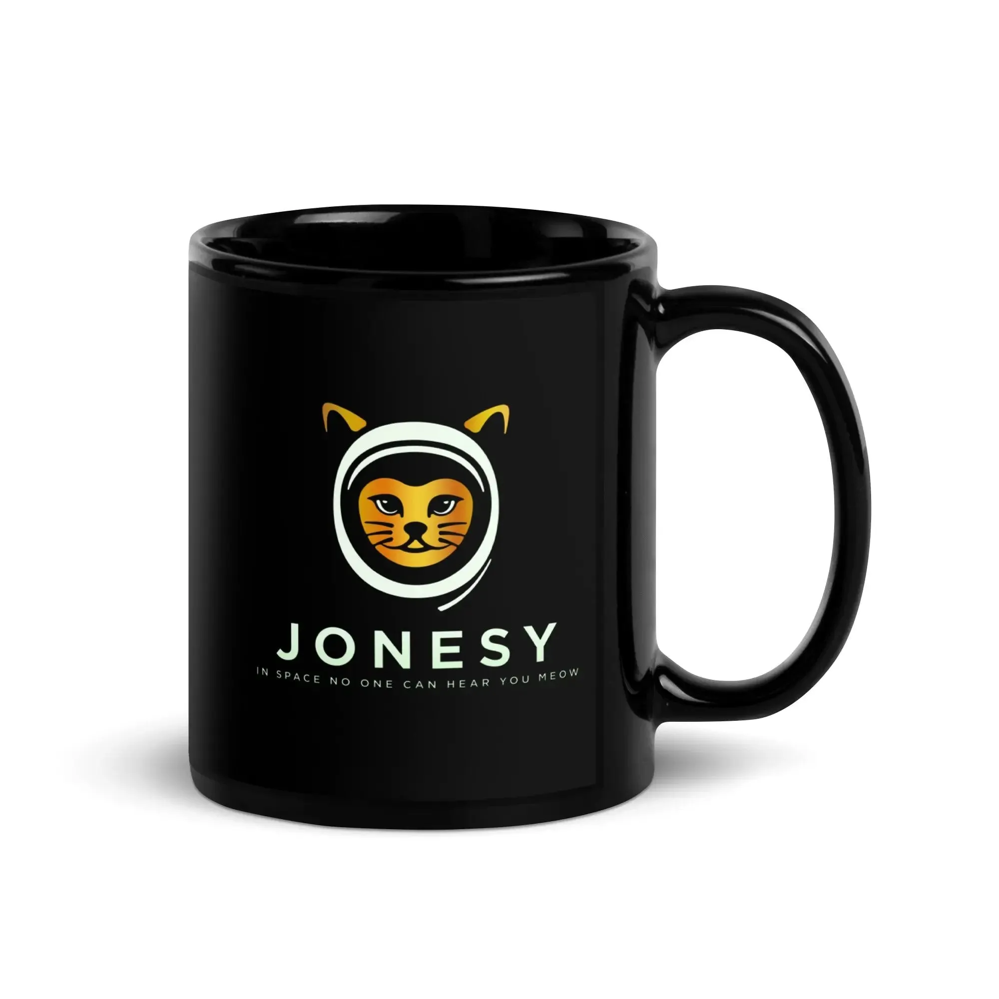 Jonesy Black Glossy Mug