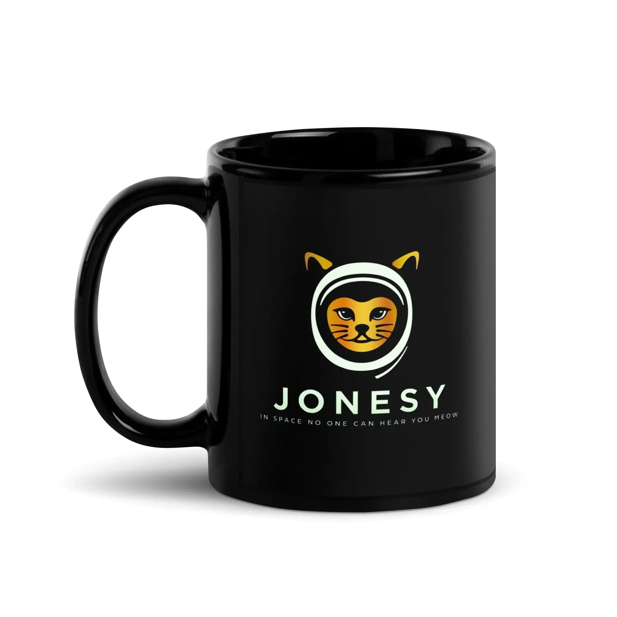 Jonesy Black Glossy Mug