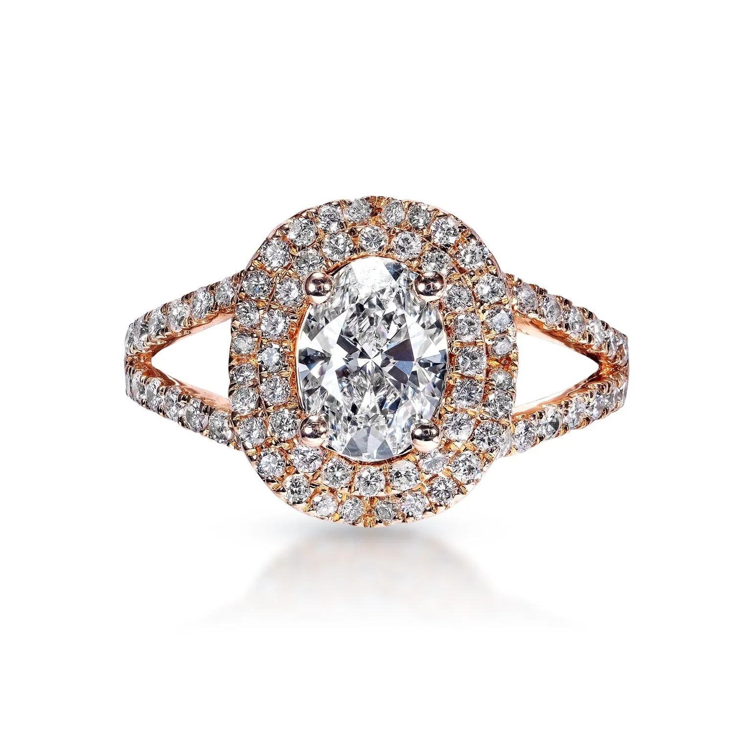 Lexus 2 Carat E VS1 Oval Cut Lab Grown Diamond Engagement Ring in 14k Rose Gold. IGI Certified