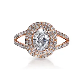 Lexus 2 Carat E VS1 Oval Cut Lab Grown Diamond Engagement Ring in 14k Rose Gold. IGI Certified