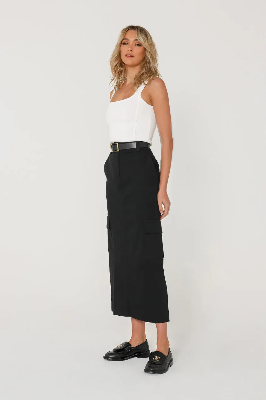 Lisa Cargo Maxi Skirt | Black