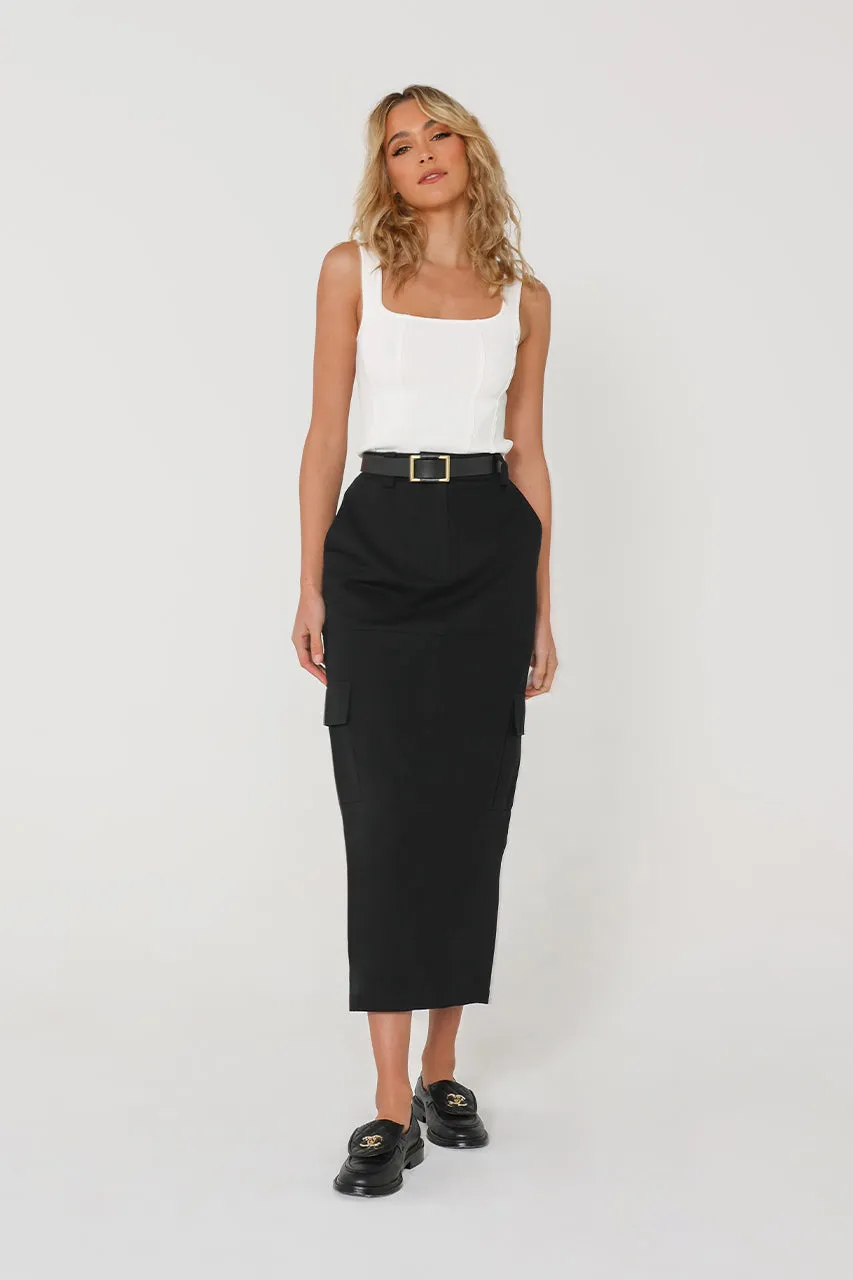 Lisa Cargo Maxi Skirt | Black