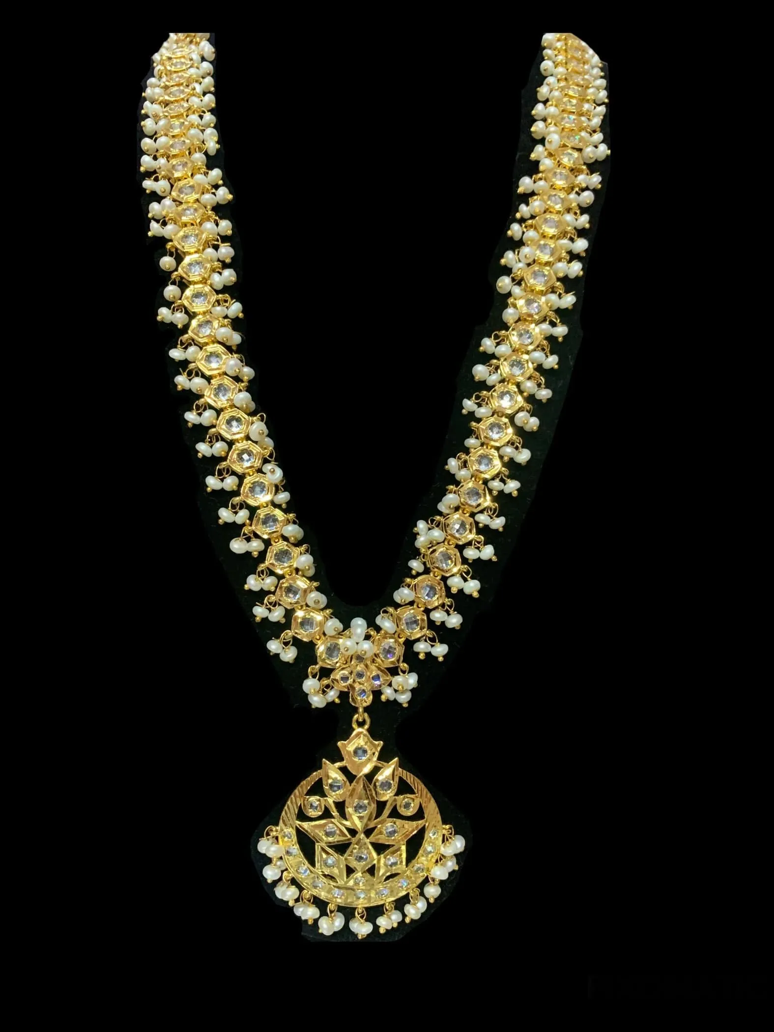 Long barfi Rani haar with fresh water pearls ( SHIPS IN 4 WEEKS  )