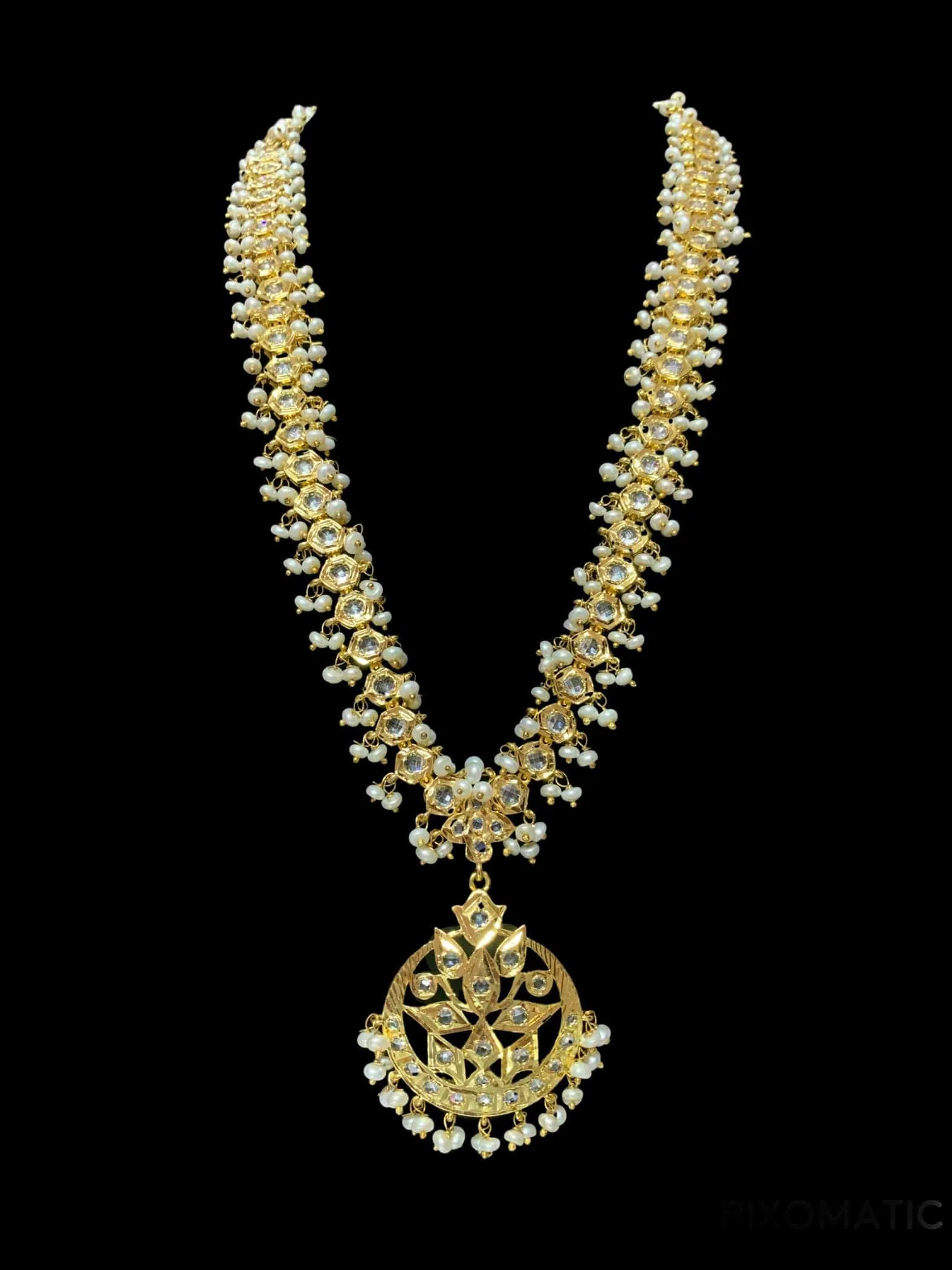 Long barfi Rani haar with fresh water pearls ( SHIPS IN 4 WEEKS  )