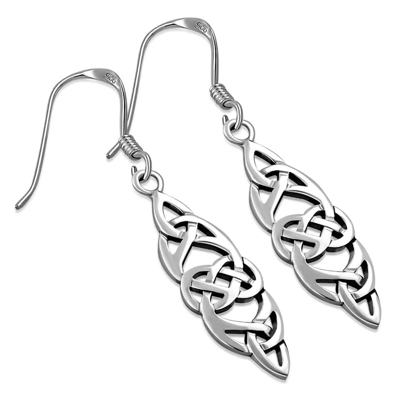 Long Celtic Knot Earrings - Sterling Silver