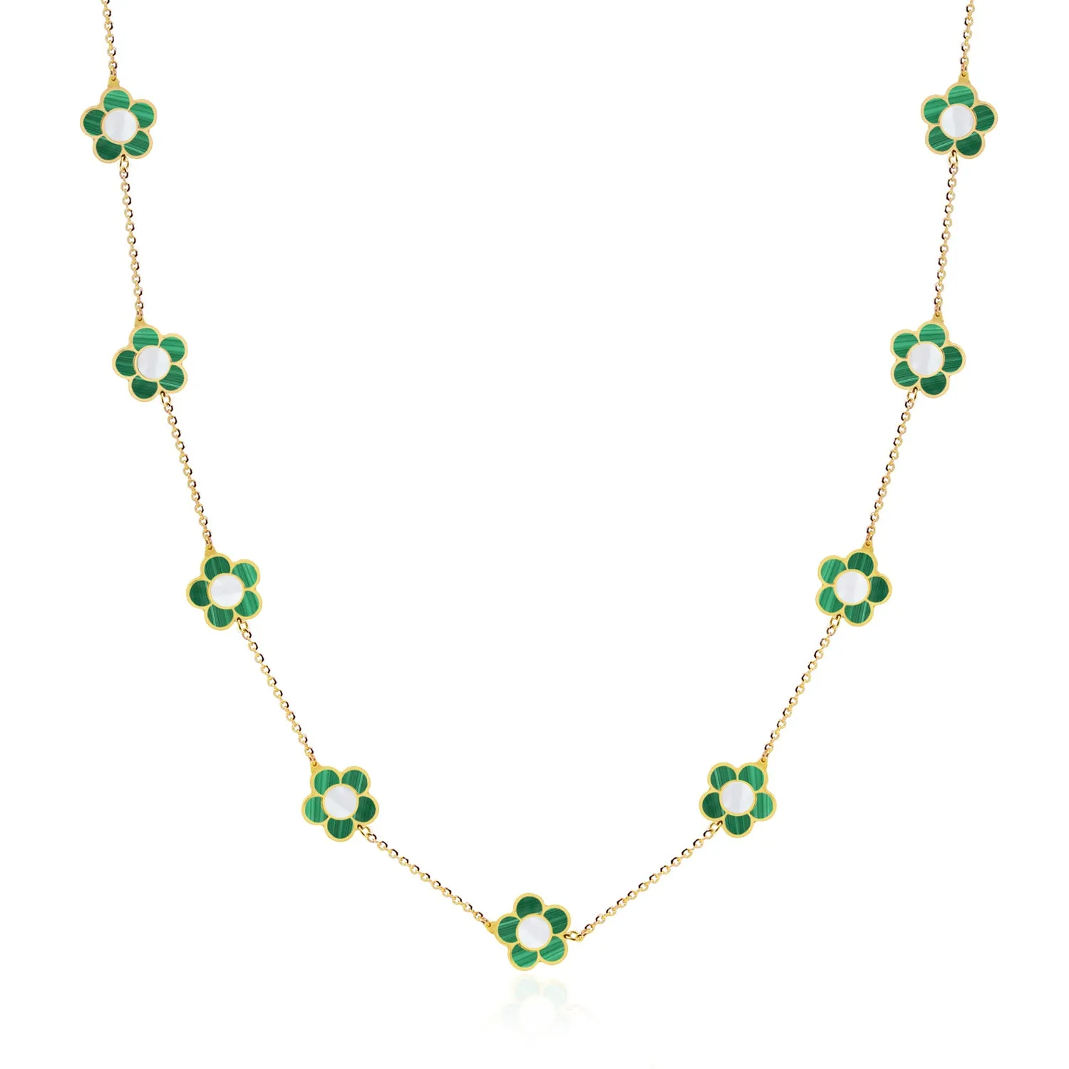 Malachite Daisy Necklace