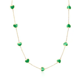 Malachite Heart Station Necklace