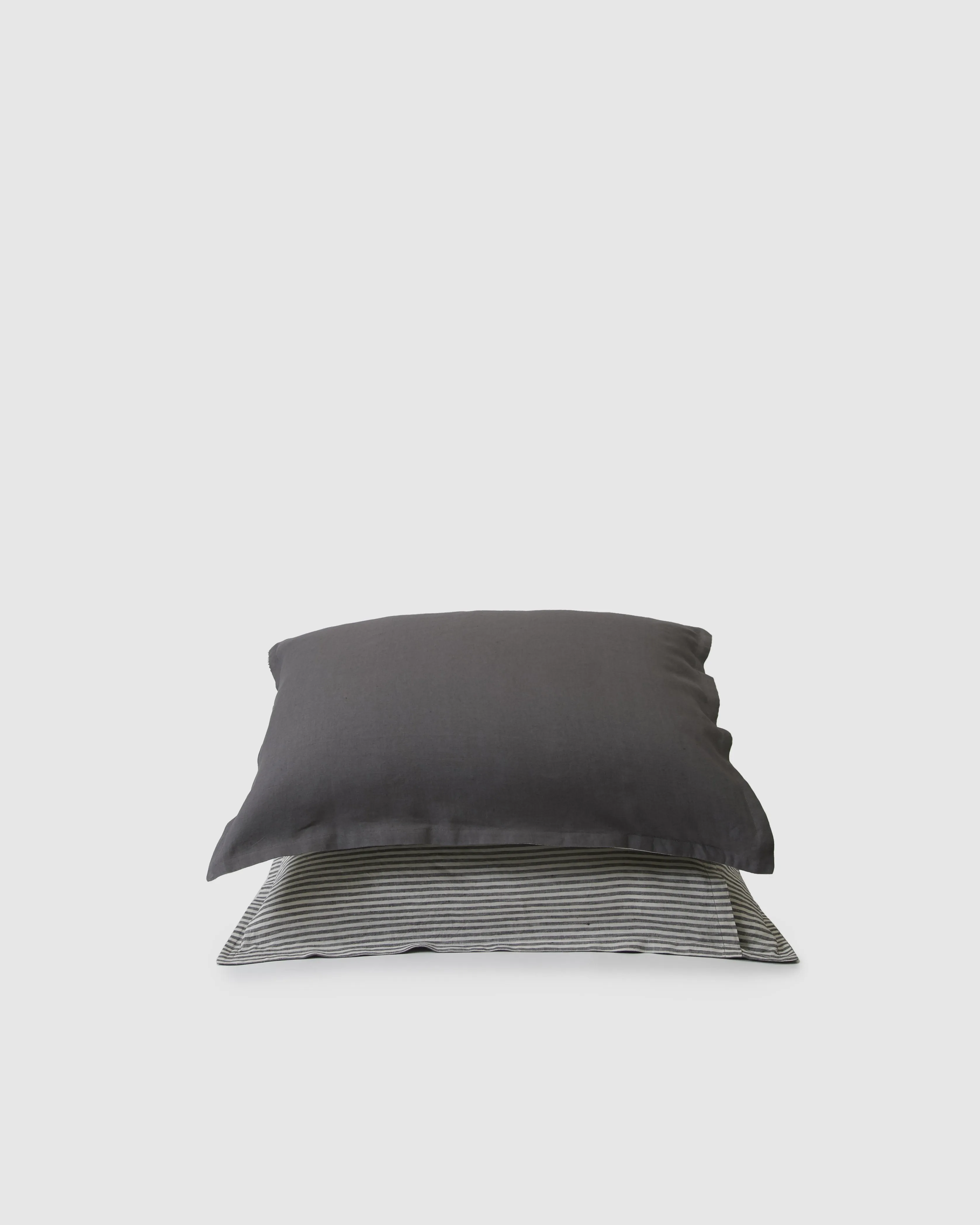 Marcel Linen Pillowcases (Pair) - Storm / Storm Stripe