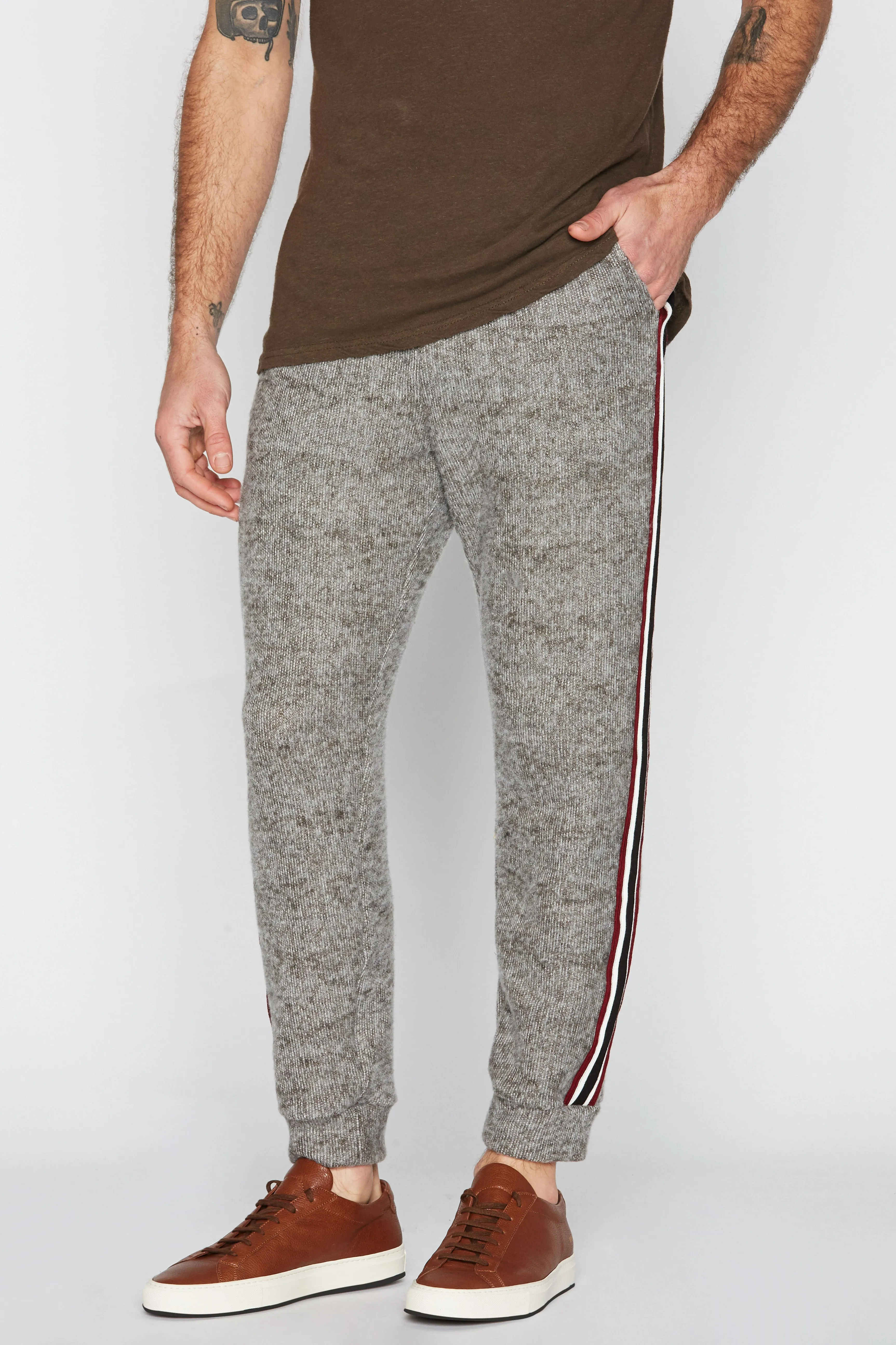 Men's Soft Knit Melange Stripe Side Pant