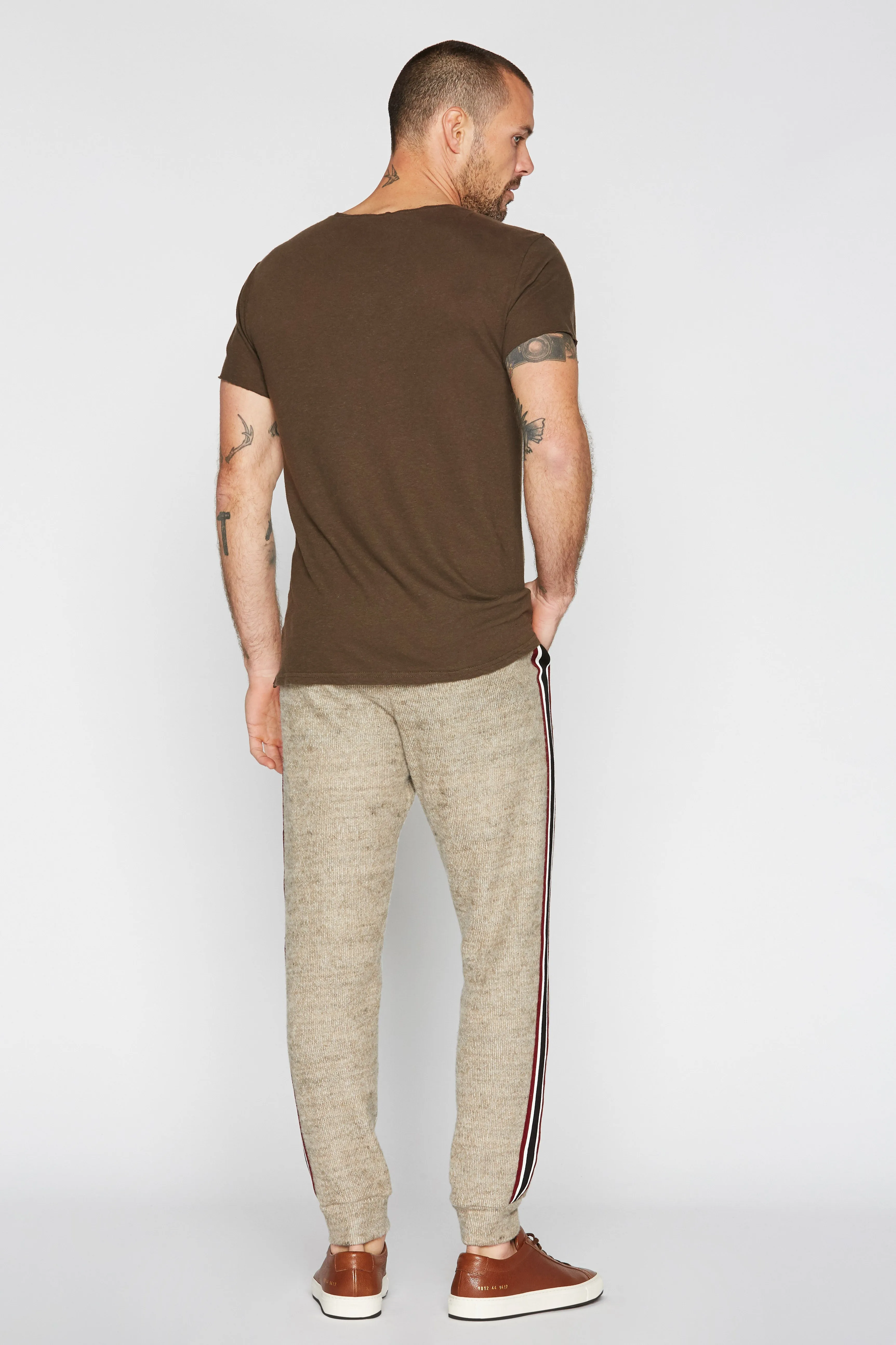 Men's Soft Knit Melange Stripe Side Pant