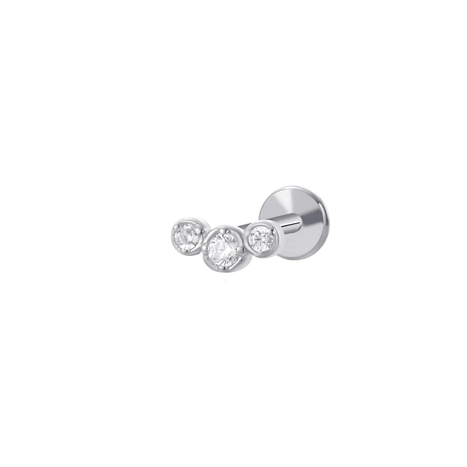 Mini Bling Trio Diamond Flat Back Stud Earring (18G)