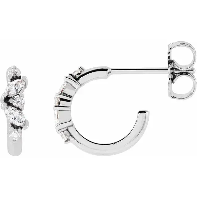 Natural Diamond Huggie Hoop Earrings