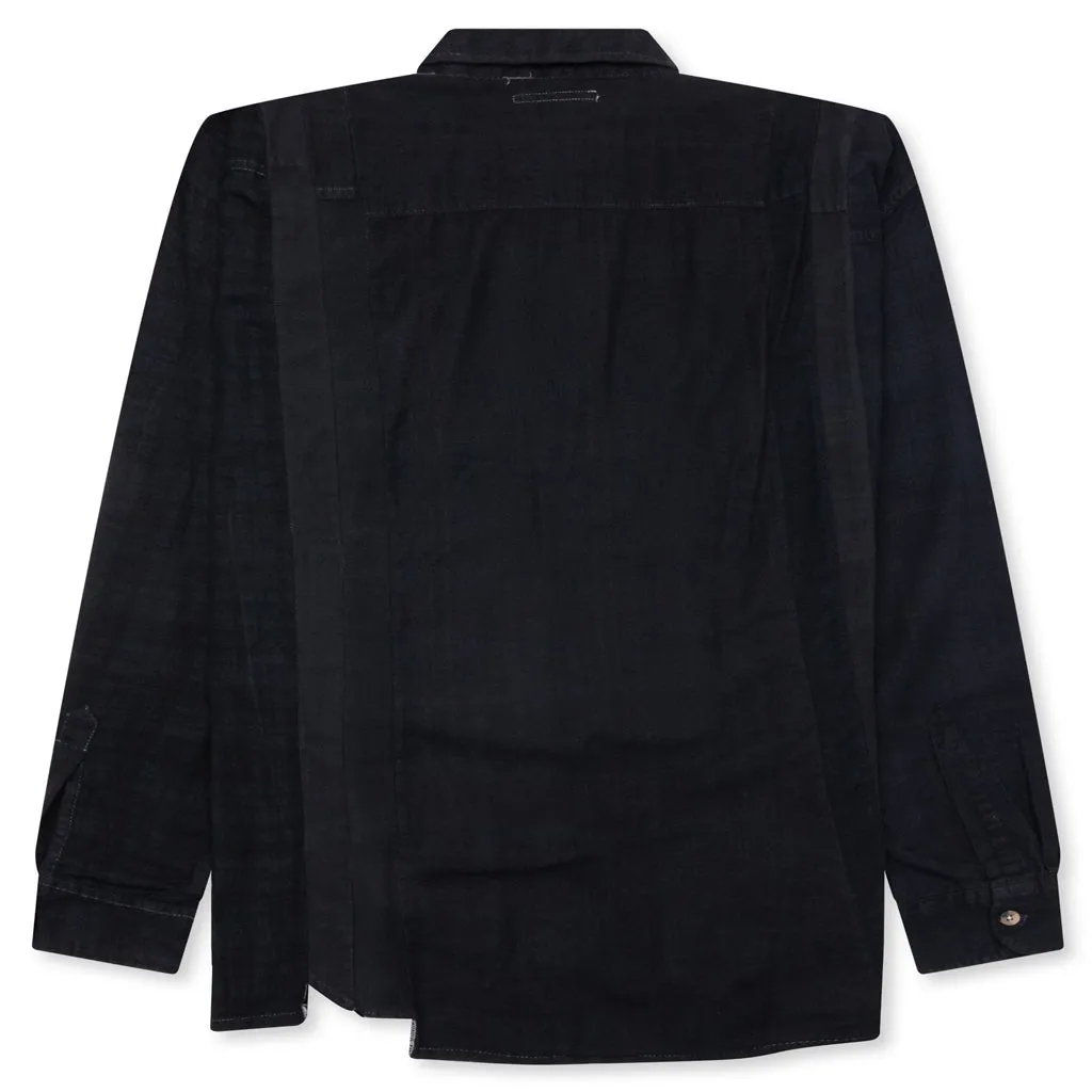 Over Dye 7 Cuts Wide Shirt - Black