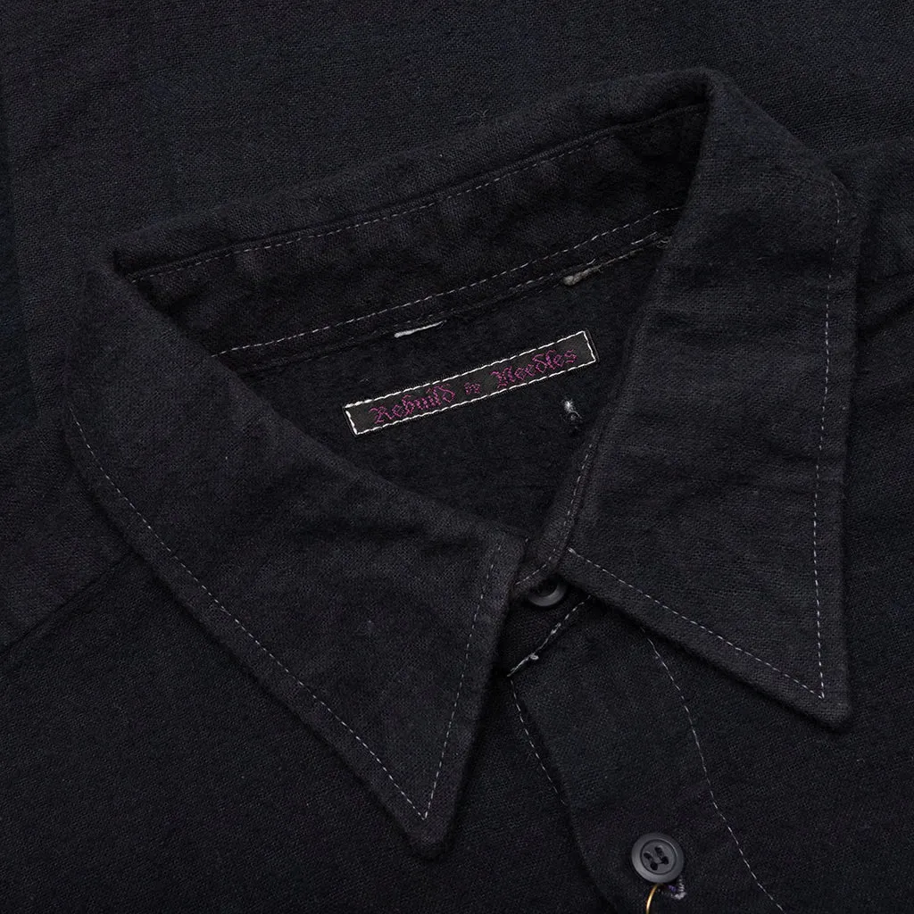 Over Dye 7 Cuts Wide Shirt - Black