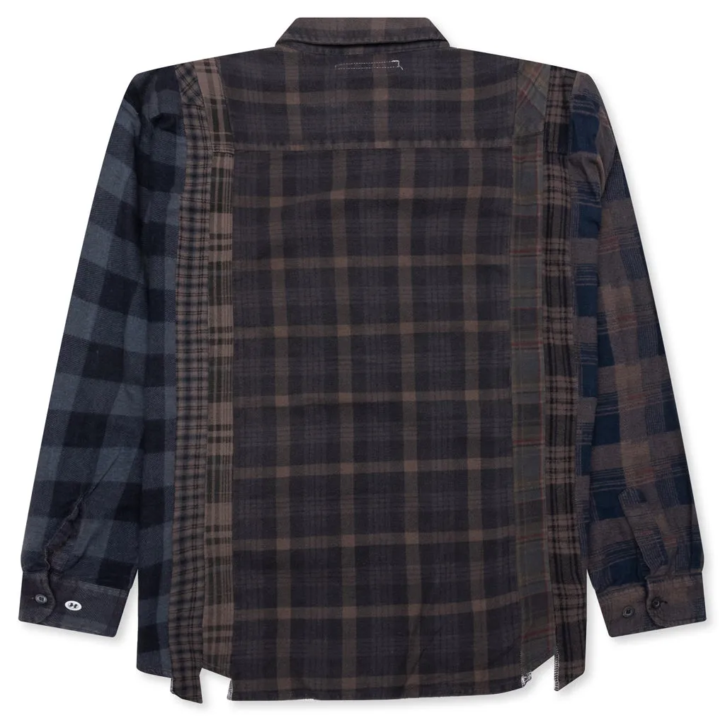 Over Dye 7 Cuts Wide Shirt - Brown