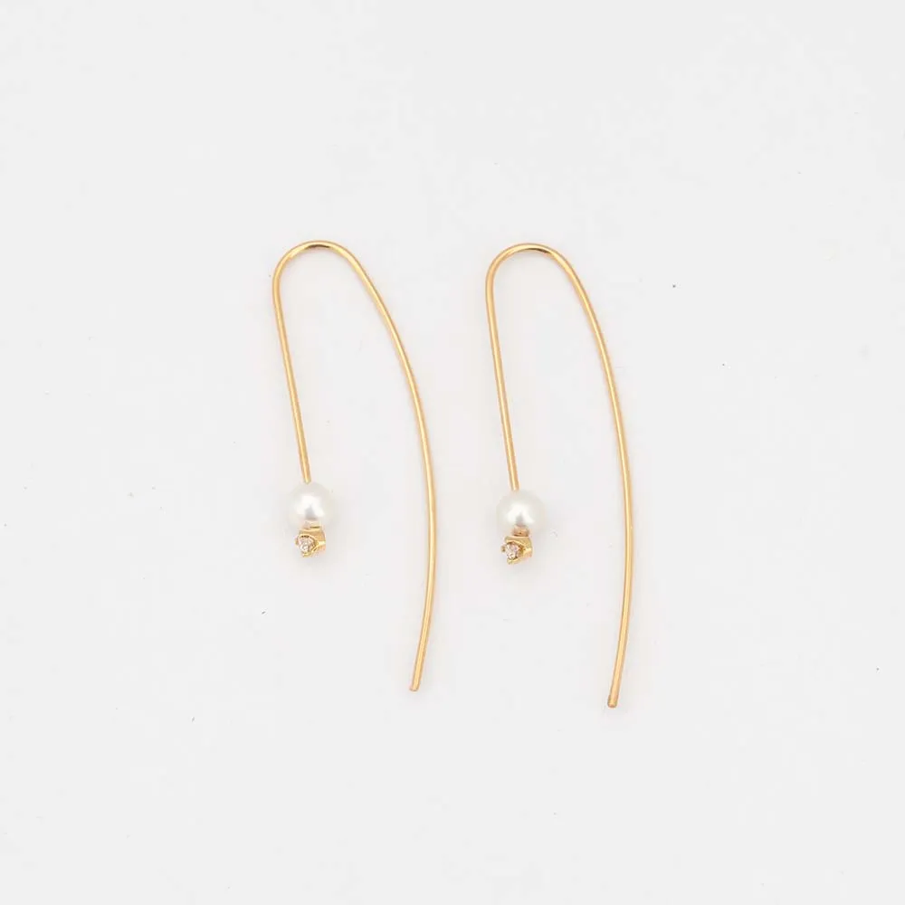 Pearl and Diamond Wire Earrings