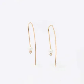 Pearl and Diamond Wire Earrings