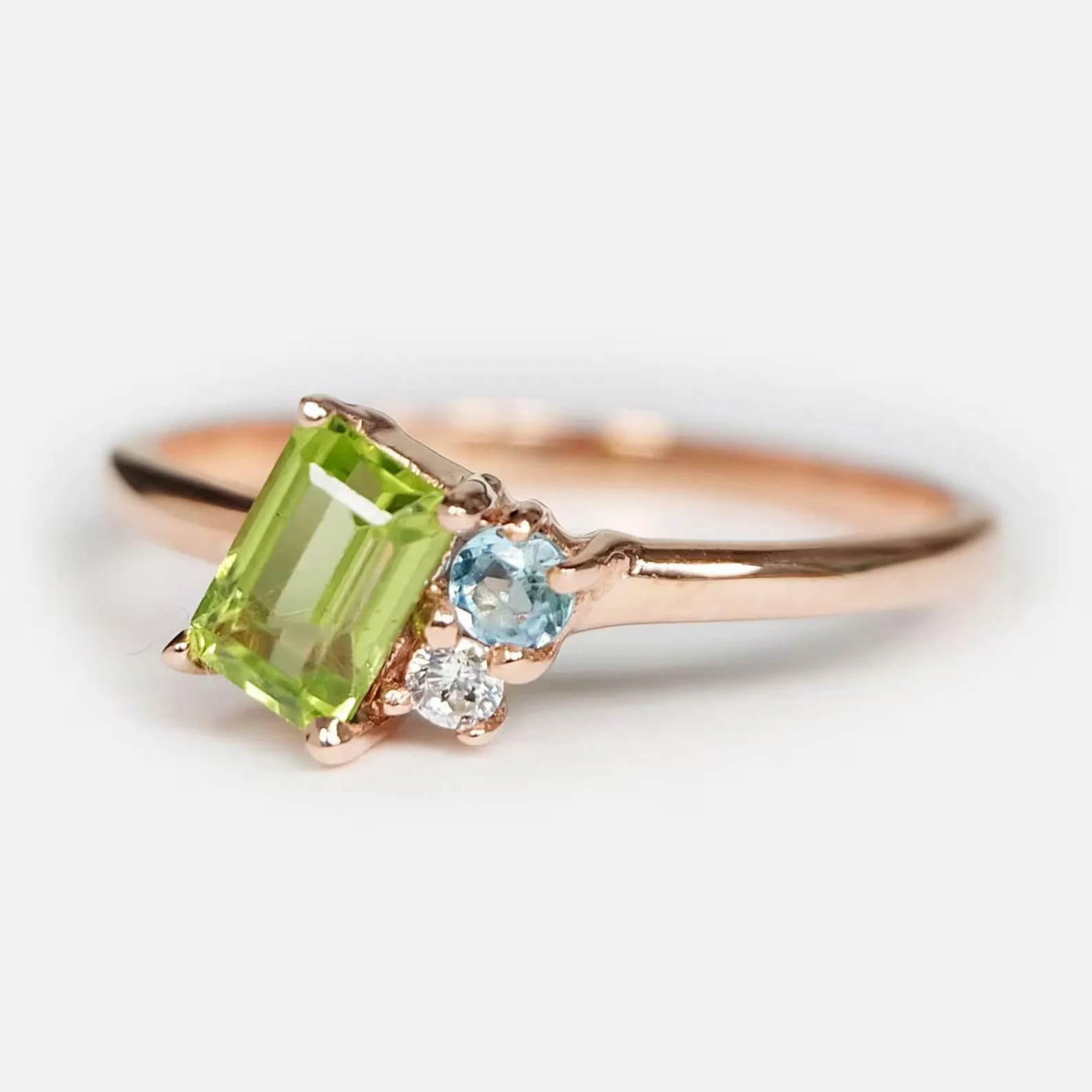 Peridot Aquamarine Diamond Ring Tiphaine