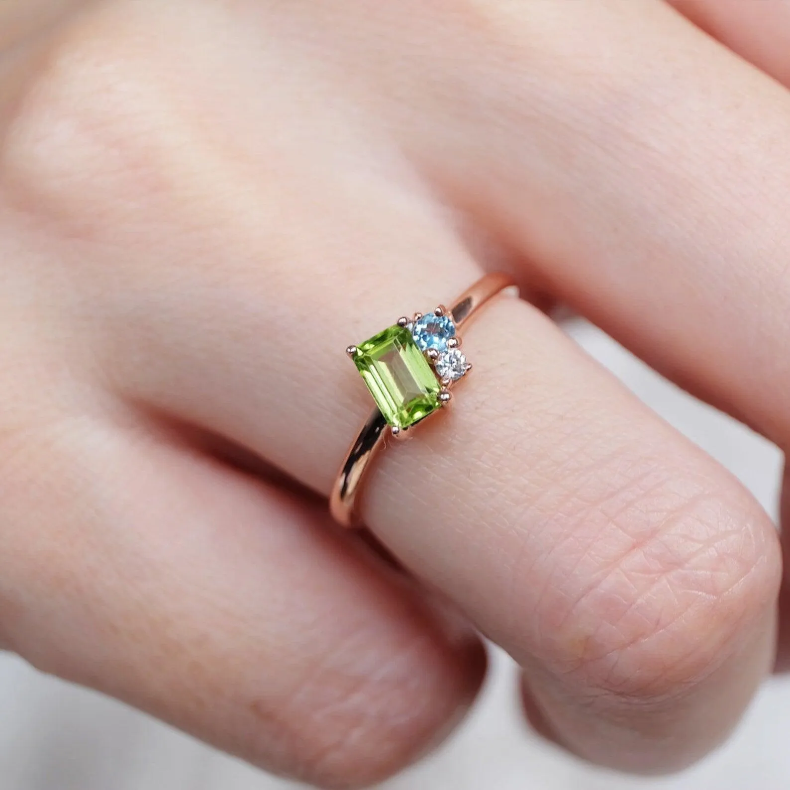 Peridot Aquamarine Diamond Ring Tiphaine