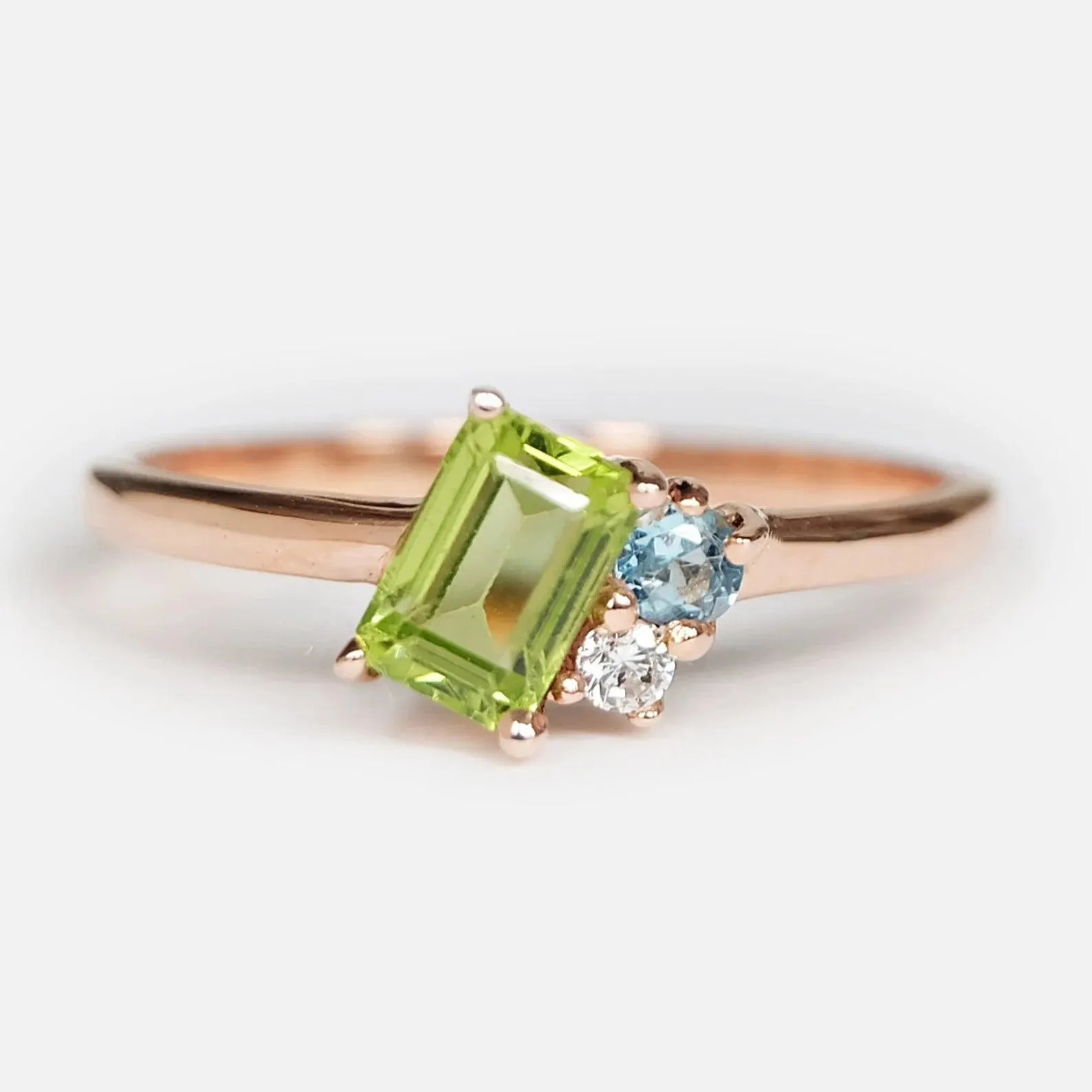 Peridot Aquamarine Diamond Ring Tiphaine