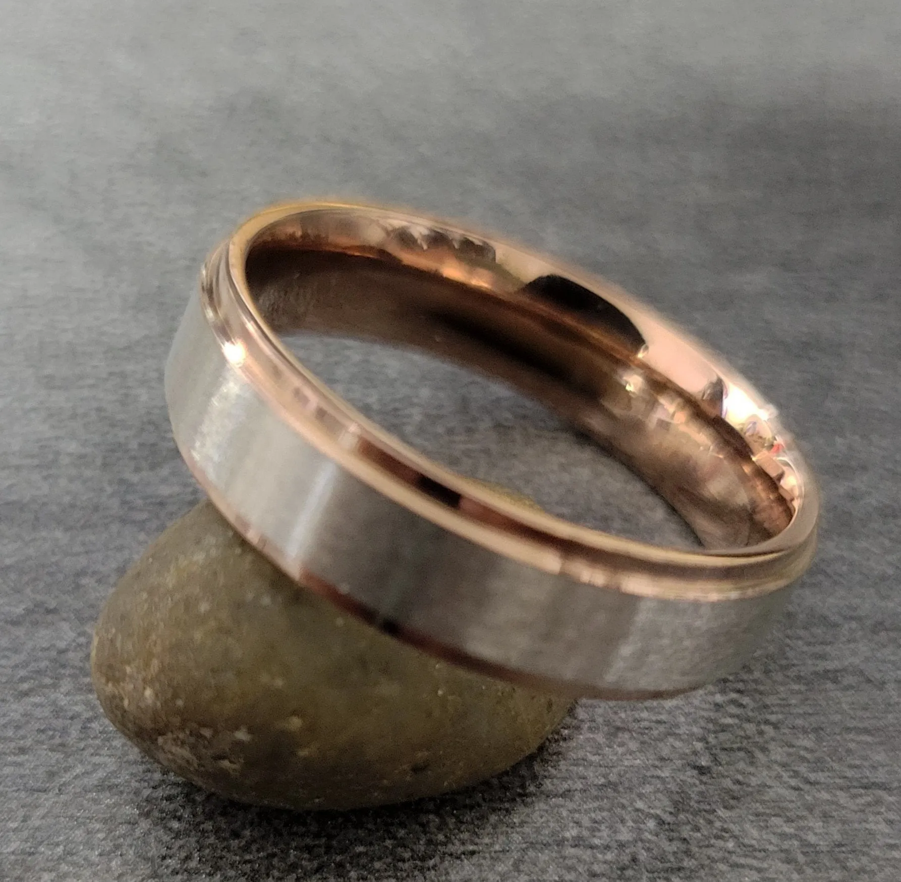 Personalized Engraved Men's Rose Gold Wedding Ring - Engraved Handwriting Ring