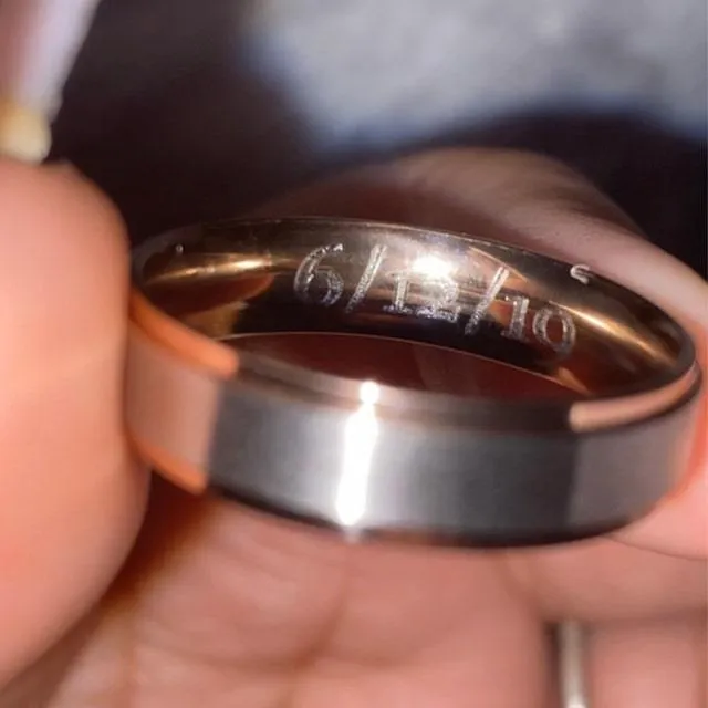 Personalized Engraved Men's Rose Gold Wedding Ring - Engraved Handwriting Ring