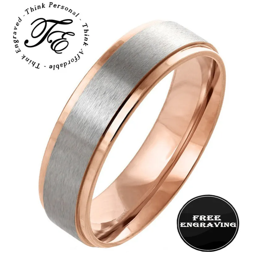 Personalized Engraved Men's Rose Gold Wedding Ring - Engraved Handwriting Ring