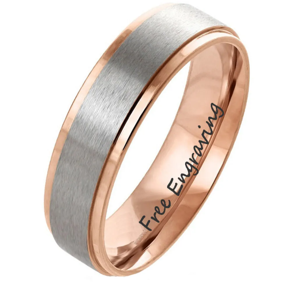 Personalized Engraved Men's Rose Gold Wedding Ring - Engraved Handwriting Ring