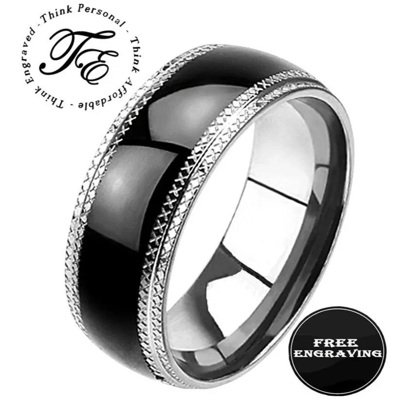 Personalized Men's Promise Ring Stainless Steel X-Band Guys Promise Ring