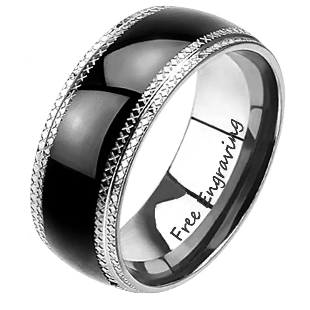 Personalized Men's Promise Ring Stainless Steel X-Band Guys Promise Ring