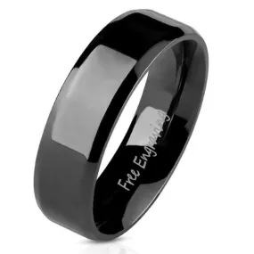 Personalized Men's Traditional Black Promise Ring - Engraved Handwriting Ring