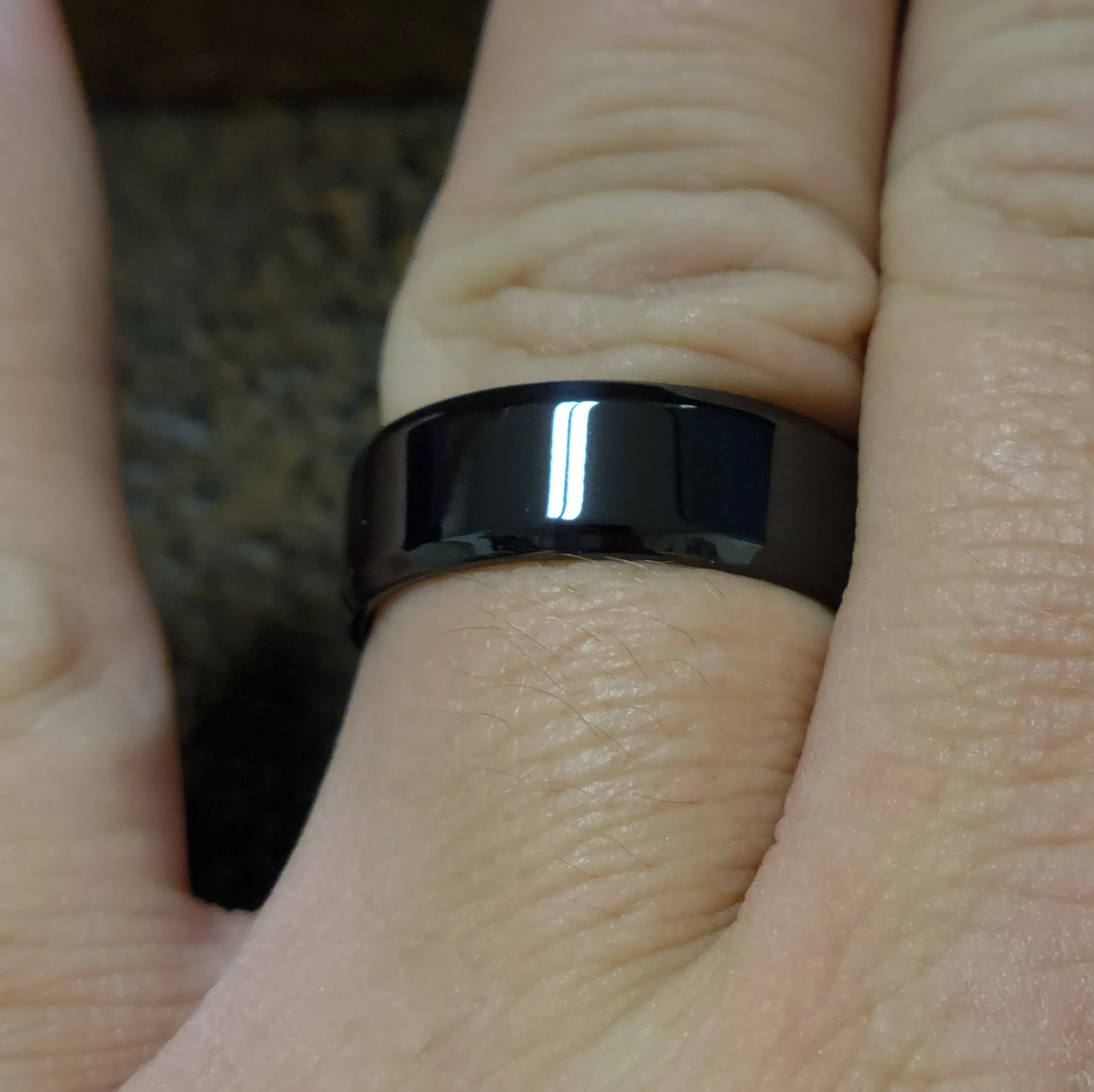 Personalized Men's Traditional Black Promise Ring - Engraved Handwriting Ring