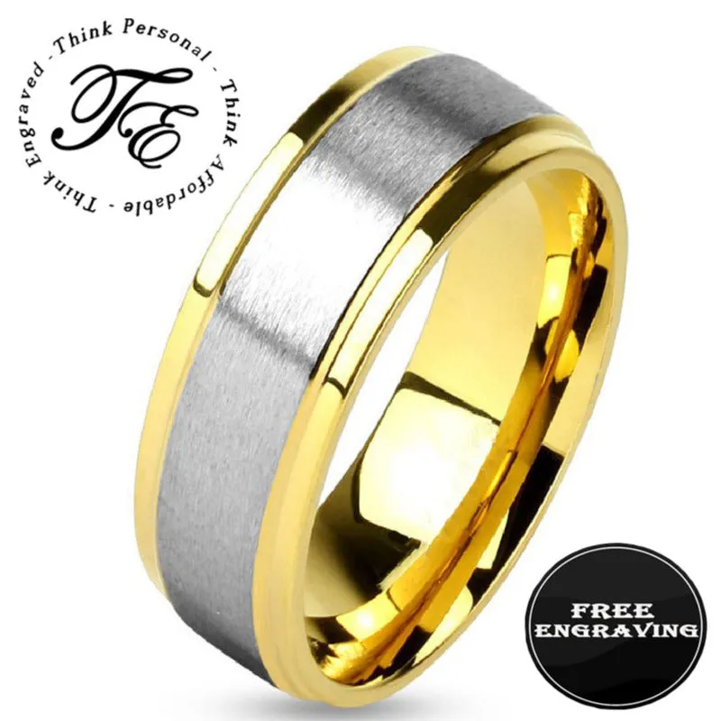 Personalized Men's Traditional Gold and Silver Promise Ring - Handwriting Ring