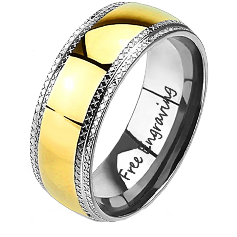 Personalized Men's Wedding Band - Xband 14k Gold Over Stainless Steel