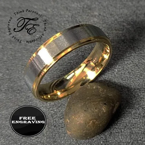 Personalized Women's Promise Ring - 14k Gold and Brushed Stainless Steel