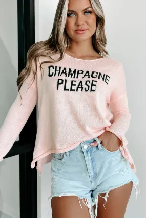 "Champagne Please" Graphic Sweater (Blush)